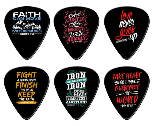 Bible Quote Guitar Picks Set of 12 Medium Gauge Celluloid Inspirational Picks