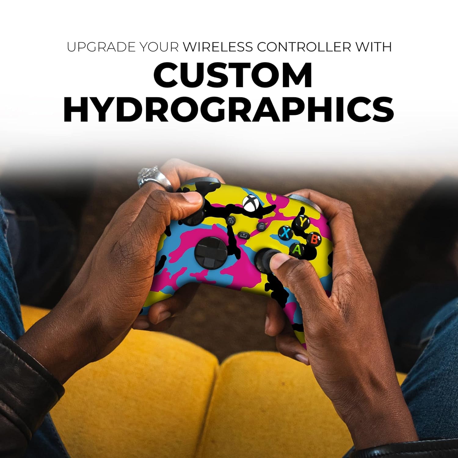 CMYK Camo Custom X-Box Controller Wireless Compatible with X-Box One/Series X/S Proudly Customized in USA with Permanent HYDRO-DIP Printing (NOT JUST a SKIN)