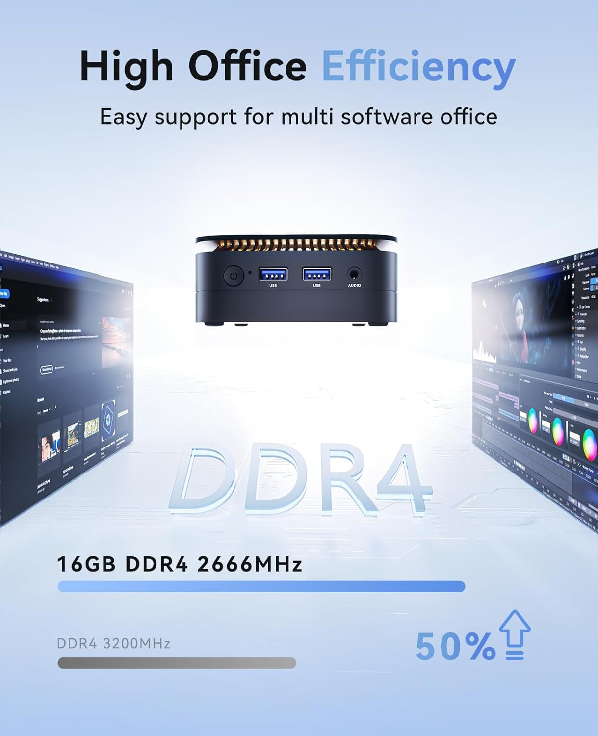 Mini PC Computer, Intel Processor N97 (Up to 3.6 Ghz), 16GB DDR4 RAM 256GB M.2 SSD, Mini Desktop Computer Support Dual 4K, Wifi, Bluetooth, Ethernet, HTPC for Business, Education, Home