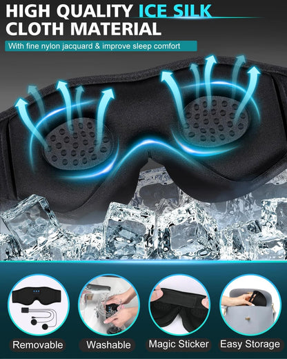 Bluetooth Sleep Mask Headphones,Blackout Sleepathy Sleep Mask Upgraded 3D Contoured Sleep Headphones Sleep Mask Gift Gadgets for Men & Women Great for Travel/Nap/Night Relaxation Black