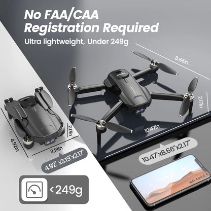 WF31 Drones with Camera for Adults 4K, GPS Foldable Quadcopter, 50 Min Flight Time, Black