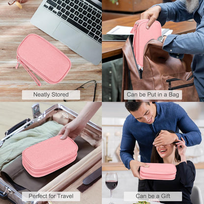 Electronic Organizer, Travel Bag, Pouch, Carry Case Portable Waterproof Double Layers for Cable, Cord, Charger, Phone, Earphone Pink