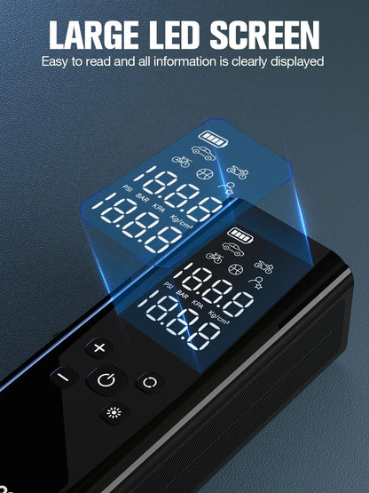 GT150 Portable Tire Inflator Car Air Compressor 150 PSI Air Pump with Pressure Gauge, 7500Mah Battery Tire Inflator W/ LED Light