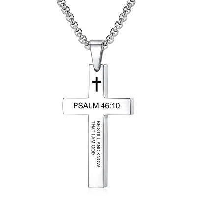Christian Bible Verse Cross Pendant Necklace Stainless Steel Religious Scripture Prayer Jewelry Gifts