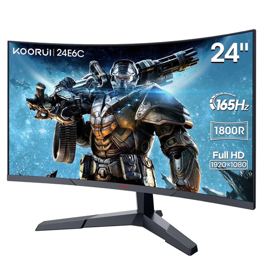 24 Inch FHD Curved Gaming Monitor, 165Hz/180Hz 1080P Computer Monitor, Adaptive-Sync, 24E6C