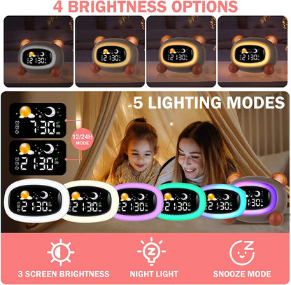 Alarm Clock for Kids, Ok to Wake Clock, Sleep Training Digital Clock with 5 Night Light