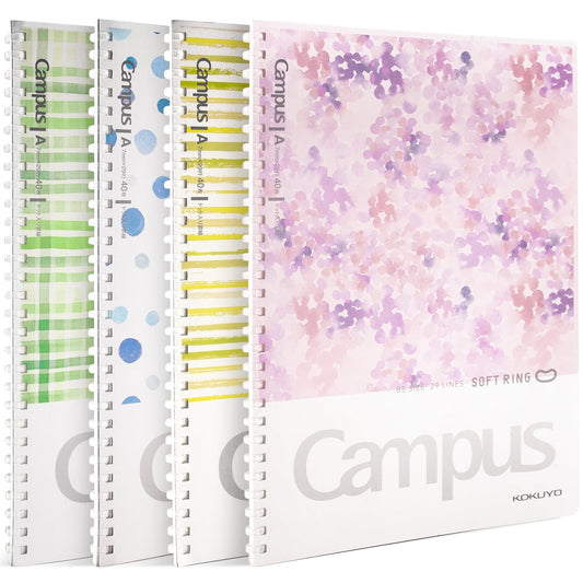 Kokuyo Spiral Notebook Journal, 4 Pack Campus B5 Soft Ring Notebooks with Dot...