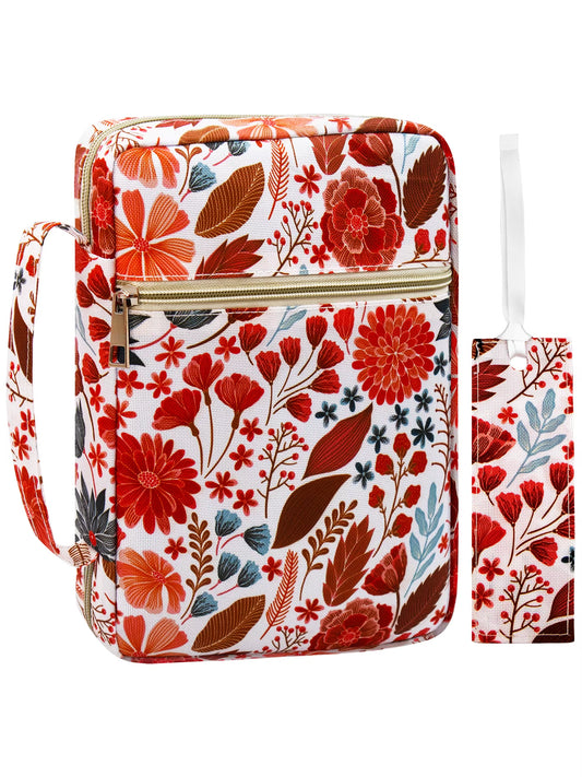 Bible Cover for Women with Flowers Printing, Bible Case,Bible Bag, Study Bible Case,Covers for Bible,Bible Boooks Covers