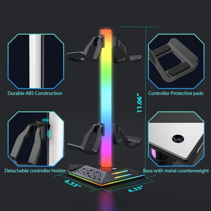 RGB Gaming Headphones Stand,  1 Pack Controller Stand USB Ports Headset Stand with 10 Light Modes and Non-Slip Rubber, Suitable for All Earphone Accessories, Gift for Husband, Kids, Boyfriend