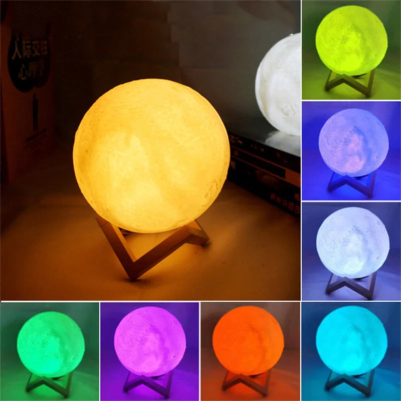 Led Moon Lamp Night Light 3D Printed 8/10/12Cm Lunar Lamp Battery Powered Colorful Moon Light Lamps for Kids Christmas Gift