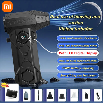 Xiaomi Turbo Jet Blower 990000RPM High Power Air Blower Brushless Motor Turbo Fan Wind Speed 75M/S 10000Mah Violent Air Blower