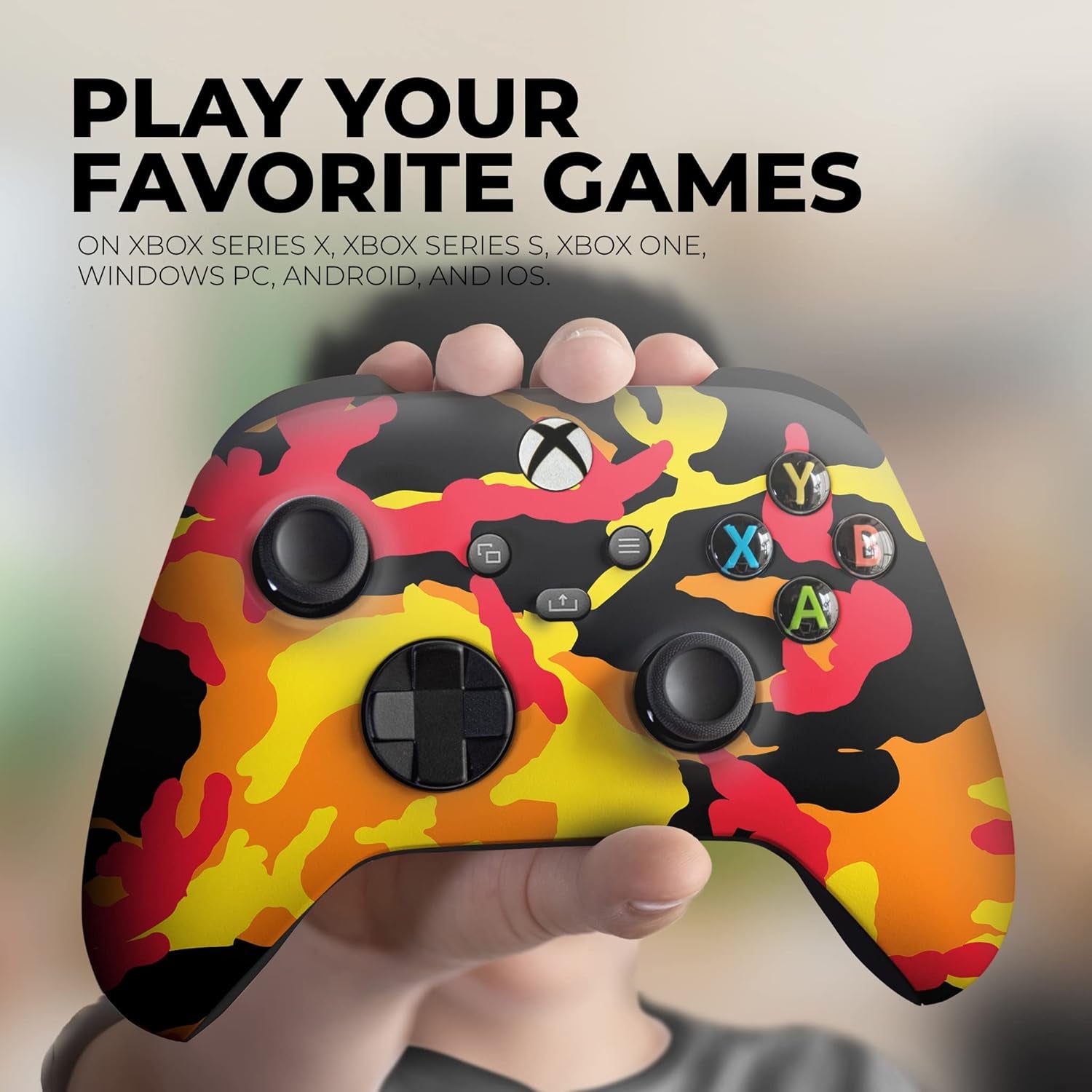 Fall Camo Custom X-Box Controller Wireless Compatible with X-Box One/Series X/S Proudly Customized in USA with Permanent HYDRO-DIP Printing (NOT JUST a SKIN)