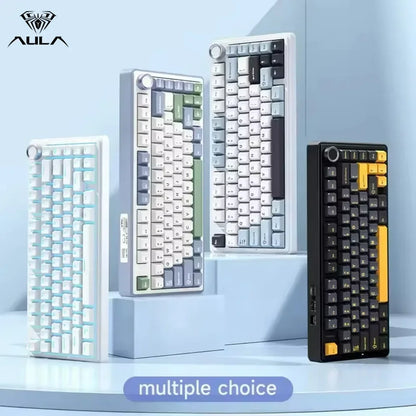 Gaming Mechanical Keyboard AULA F75 2.4G Wireless/Bluetooth/Wired RGB Customized 75% Layout Gasket Structure Gaming Accessories