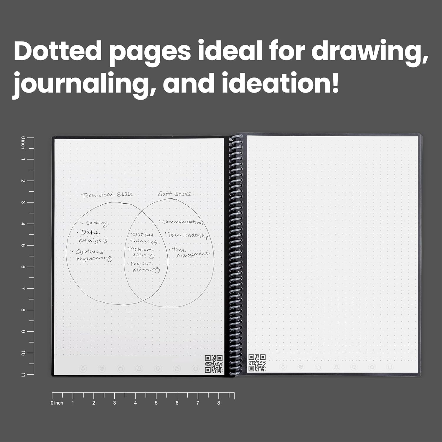Rocketbook Core Reusable Spiral tebook, Letter Size 8.5X11, Teal - Dotted Pages, App-Connected, Erasable, Durable Cover, Ideal for School, Work, and Creative Projects