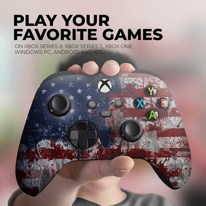 Tatterred Flag Custom X-Box Controller Wireless Compatible with X-Box One/Series X/S Proudly Customized in USA with Permanent HYDRO-DIP Printing(Not JUST a SKIN) (MODDED)