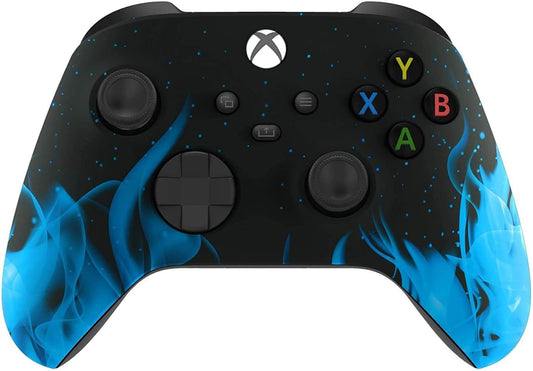 Wireless Controller for Microsoft Xbox Series X/S & Xbox One - Custom Soft Touch Feel - Custom Xbox Series X/S Controller (X/S Blue Flame)