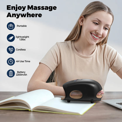 Cordless Hand Massager with Heat & 7 Massage Balls, Gift for Hand Massage for Pain Relief and Finger Numbness Relief, Black