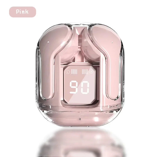 Noise Canceling Stereo Headphone with Digital Display Charging Case Waterproof Gaming Transparent Wireless Bluetooth Earbud