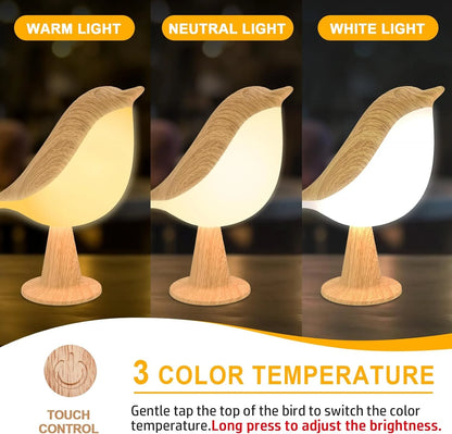 Table Lamp, Touch Control Bird Lamps, Bedside Lamp, Brid Night Light, Cordless Small Desk Lamps Battery Operated Nightstand Lamp, 3-Way Dimmable Light, Rechargeable Decorative Desk Lamp