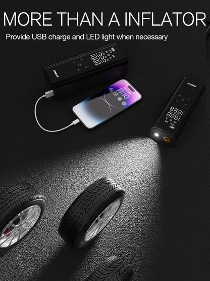 GT150 Portable Tire Inflator Car Air Compressor 150 PSI Air Pump with Pressure Gauge, 7500Mah Battery Tire Inflator W/ LED Light