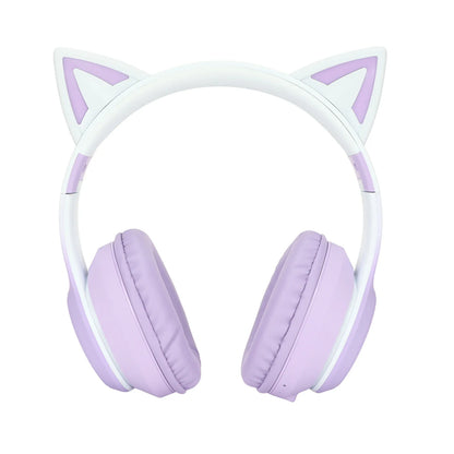 Bluetooth Headphones ABS Cat Ear Bluetooth Headphones Stable Connection Detachable Microphone with 3.5Mm Cable for Game Playing