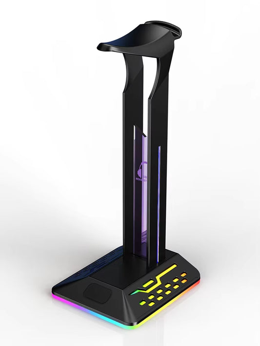 RGB Headphone Stand with Type C 2 USB Ports 3.5Mm Audio for All Headsets Gamers Gaming PC Desktop Earphone Accessories Holder