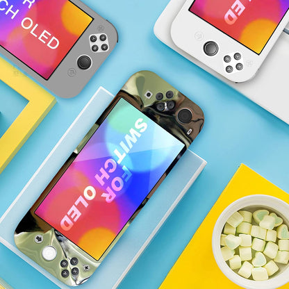 Case for Switch OLED 2021, Ultra-Slim Protective Case for Switch OLED with 4 Silicone Thumb Grip Caps, Soft Shockproof Anti-Scratch Protector Shell Full Protection Silicone Case for Switch OLED -White