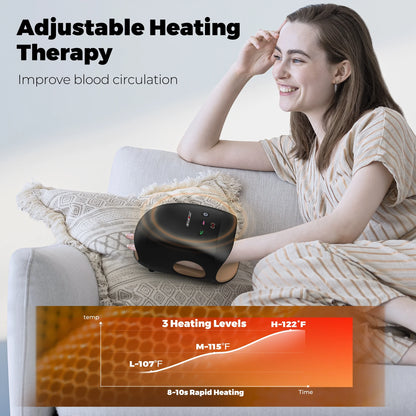 Cordless Hand Massager with Heat & 7 Massage Balls, Gift for Hand Massage for Pain Relief and Finger Numbness Relief, Black