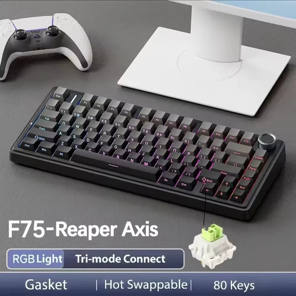 Gaming Mechanical Keyboard AULA F75 2.4G Wireless/Bluetooth/Wired RGB Customized 75% Layout Gasket Structure Gaming Accessories