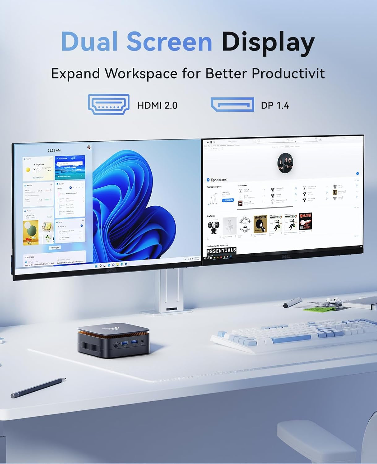 Mini PC Computer, Intel Processor N97 (Up to 3.6 Ghz), 16GB DDR4 RAM 256GB M.2 SSD, Mini Desktop Computer Support Dual 4K, Wifi, Bluetooth, Ethernet, HTPC for Business, Education, Home