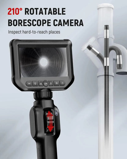 Two-Way Articulating Borescope Industrial Endoscope Camera with Light,1M Inspection Scope for Automotive and Aircraft Mechanics