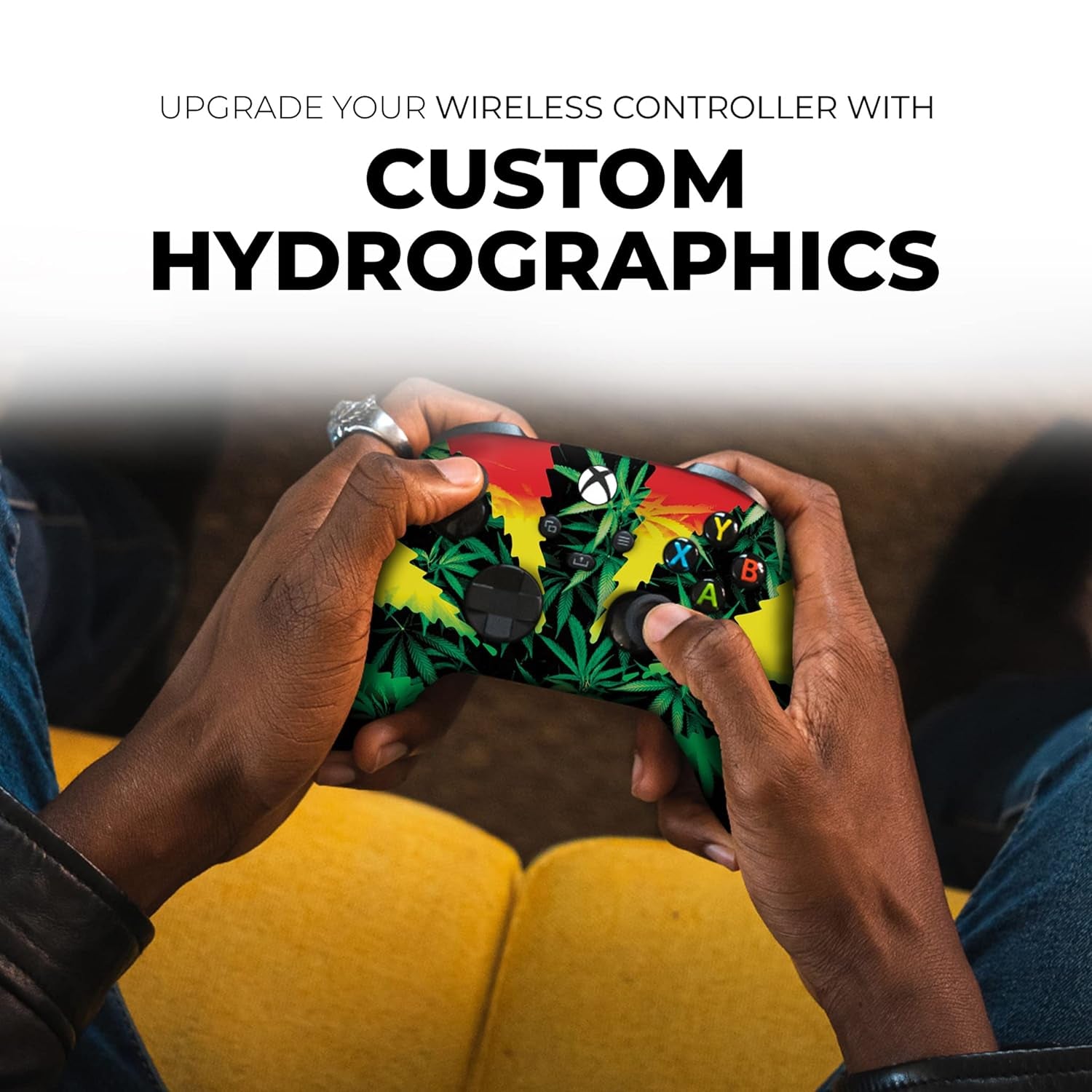 Green Weed Grass Custom X-Box Controller Wireless Compatible with X-Box One/Series X/S Proudly Customized in USA with Permanent HYDRO-DIP Printing (NOT JUST a SKIN)